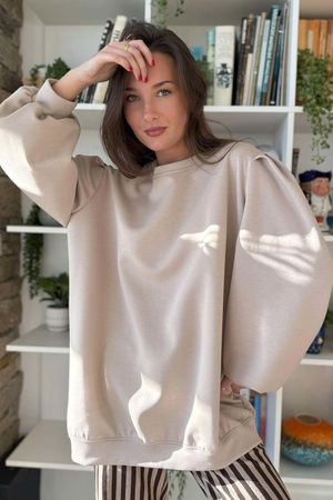 Nova Soft Tech Puff Sleeve Sweatshirt Latte - 
